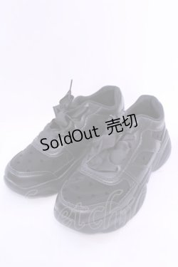 画像1: m petit by misako / ハートチュールスニーカー LL クロ O-25-12-04-1042-LO-SH-OW-OS