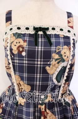 画像2: axes femme kawaii / ロイヤルベアーズ柄ジャンスカ  ネイビー O-25-12-04-064-AX-OP-IG-OS