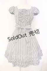 Victorian maiden / レジメンタルストライプフリルドレス  グレー O-25-12-04-066-CL-OP-IG-OS