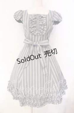 画像1: Victorian maiden / レジメンタルストライプフリルドレス  グレー O-25-12-04-066-CL-OP-IG-OS