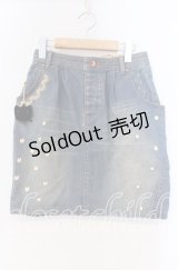 Franche Lippee / ねこモチーフ付きデニムスカート S ブルー O-25-12-04-009-LO-SK-OW-OS