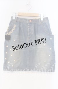 Franche Lippee / ねこモチーフ付きデニムスカート S ブルー O-25-12-04-009-LO-SK-OW-OS