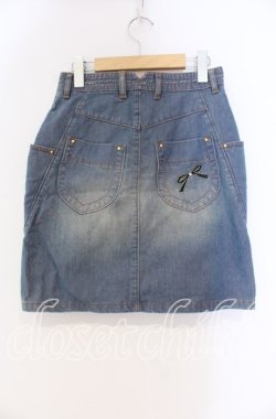 画像3: Franche Lippee / ねこモチーフ付きデニムスカート S ブルー O-25-12-04-009-LO-SK-OW-OS
