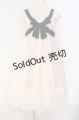 Emily Temple cute / フロッキードットチュールジャンパースカート  ピンク×クロ O-25-12-04-079-ET-OP-IG-OS