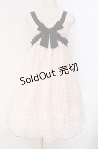 Emily Temple cute / フロッキードットチュールジャンパースカート  ピンク×クロ O-25-12-04-079-ET-OP-IG-OS