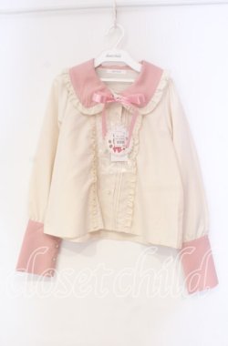 画像1: CHIP CLIP / 五月アイ/Cheese Bear/AIピンタックブラウス Ｍ 生成り×ピンク O-25-12-04-090-LO-BL-IG-OS