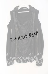 SEX POT ReVeNGe / オフショルドレープフラワー切り替えカットソー M ブラック O-25-12-04-011-SP-TO-YM-OS