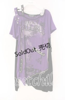 画像1: SEX POT ReVeNGe / アームカバー付きアシンメトリーカットソー S ブラックｘパープル O-25-12-04-012-SP-TO-YM-OS