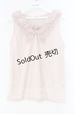 画像1: axes femme / コットンレース襟付タンク M ピンク O-25-12-04-003-AX-TO-OW-OS