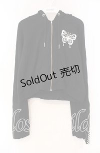 Jamie エーエヌケー / ロゴラインショートパーカー M クロ O-25-12-04-027-LO-TO-OW-OS