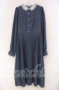 m petit by misako / AM*レースエリプリーツワンピース L ブルー O-25-12-04-028-LO-OP-OW-OS