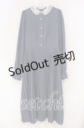 m petit by misako / AM*レースエリプリーツワンピース L ブルー O-25-12-04-028-LO-OP-OW-OS