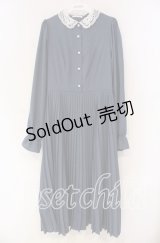 m petit by misako / AM*レースエリプリーツワンピース L ブルー O-25-12-04-028-LO-OP-OW-OS