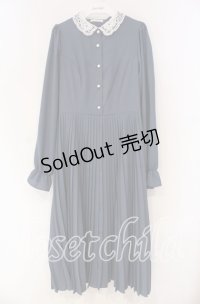 m petit by misako / AM*レースエリプリーツワンピース L ブルー O-25-12-04-028-LO-OP-OW-OS