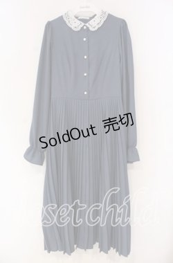 画像1: m petit by misako / AM*レースエリプリーツワンピース L ブルー O-25-12-04-028-LO-OP-OW-OS