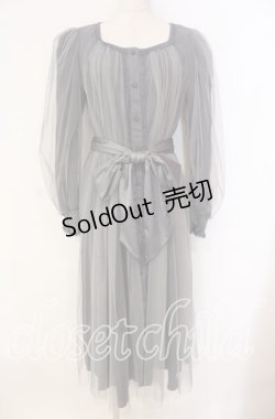 画像1: Vallee lys / ソフトチュールブラウスワンピース  ブルーグレー O-25-12-04-029-GO-OP-OW-ZT049