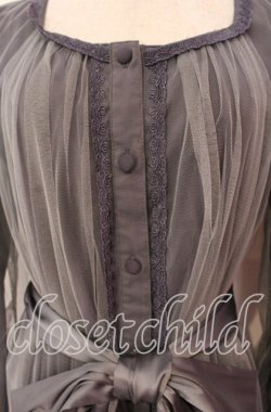 画像2: Vallee lys / ソフトチュールブラウスワンピース  ブルーグレー O-25-12-04-029-GO-OP-OW-OS