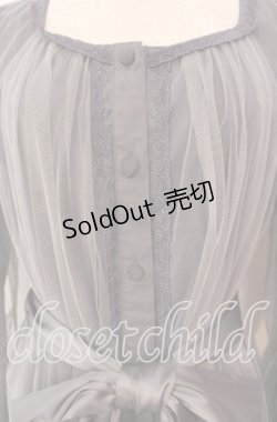 画像2: Vallee lys / ソフトチュールブラウスワンピース  ブルーグレー O-25-12-04-029-GO-OP-OW-ZT049