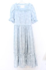 m petit by misako / NINA'S 花柄スクエアネックワンピース Ｍ サックス O-25-12-05-023-LO-OP-IG-ZT1212G