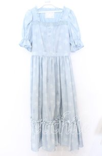 m petit by misako / NINA'S 花柄スクエアネックワンピース Ｍ サックス O-25-12-05-023-LO-OP-IG-ZT1212G