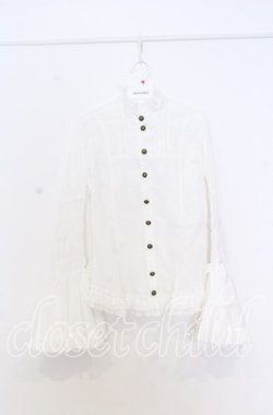 画像1: metamorphose / シャーリング姫袖ブラウス（梨地）  シロ O-25-12-05-034-ME-BL-IG-OS