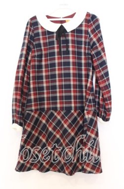 画像1: Fi.n.t / 丸襟チェックワンピース  ネイビーチェック O-25-12-05-038-CA-OP-IG-OS