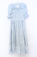 m petit by misako / NINA'S 花柄スクエアネックワンピース Ｓ サックス O-25-12-05-042-LO-OP-IG-ZT1212G