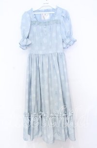 m petit by misako / NINA'S 花柄スクエアネックワンピース Ｓ サックス O-25-12-05-042-LO-OP-IG-ZT1212G