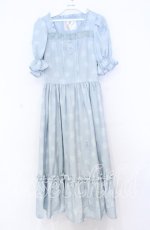 画像1: m petit by misako / NINA'S 花柄スクエアネックワンピース Ｓ サックス O-25-12-05-042-LO-OP-IG-ZT518 (1)
