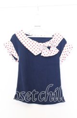Angelic Pretty / Milkshakeカットソー  ネイビー×シロ O-25-12-05-045-AP-TO-IG-OS