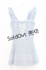 axes femme / 編み上げペプラムビスチェ M ブルー O-25-12-05-047-AX-TO-YM-OS