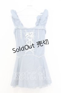 axes femme / 編み上げペプラムビスチェ M ブルー O-25-12-05-047-AX-TO-YM-OS