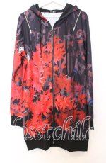画像1: NieR CLOTHING / 2WAYオフショルジップパーカー F ブラックｘレッド O-25-12-05-051-PU-TO-YM-ZT064 (1)