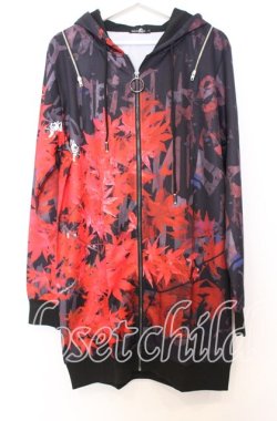 画像1: NieR Clothing / 2WAYオフショルジップパーカー F ブラックｘレッド O-25-12-05-051-PU-TO-YM-OS