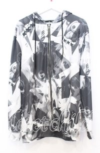 NieR Clothing / モノトーン総柄パーカー  ホワイトｘグレー O-25-12-05-054-PU-TO-YM-ZT1211F