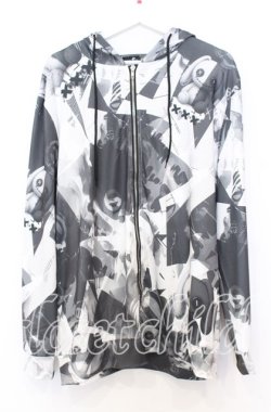 画像1: NieR Clothing / モノトーン総柄パーカー  ホワイトｘグレー O-25-12-05-054-PU-TO-YM-OS