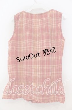 画像2: PINK HOUSE / リボン&チェックノースリーブブラウス  アカ O-25-12-05-1041-LO-BL-IG-ZT489