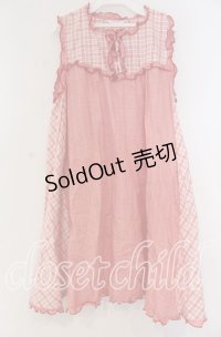 PINK HOUSE / チェックパッチワークノースリーブチュニックブラウス  アカ×シロ O-25-12-05-1042-LO-OP-IG-OS