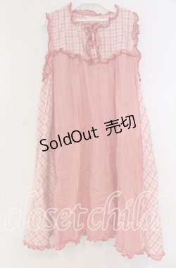 画像1: PINK HOUSE / チェックパッチワークノースリーブチュニックブラウス  アカ×シロ O-25-12-05-1042-LO-OP-IG-OS