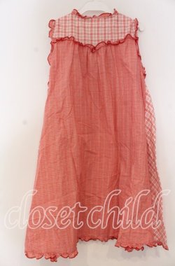 画像2: PINK HOUSE / チェックパッチワークノースリーブチュニックブラウス  アカ×シロ O-25-12-05-1042-LO-OP-IG-OS