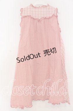 画像2: PINK HOUSE / チェックパッチワークノースリーブチュニックブラウス  アカ×シロ O-25-12-05-1042-LO-OP-IG-OS