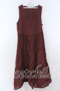 PINK HOUSE / ローンノースリーブティアードワンピース  ワイン O-25-12-05-1047-LO-OP-OW-OS