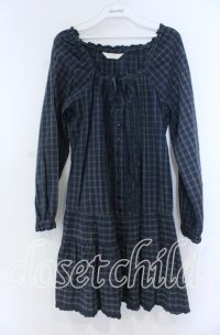 PINK HOUSE / ピコフリル使いチェックシャツワンピース  グリーン O-25-12-05-1049-LO-OP-OW-OS