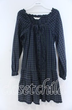 画像1: PINK HOUSE / ピコフリル使いチェックシャツワンピース  グリーン O-25-12-05-1049-LO-OP-OW-OS