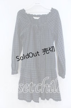 画像1: PINK HOUSE / ピコフリル使いチェックシャツワンピース  グリーン O-25-12-05-1049-LO-OP-OW-OS