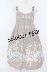 Emily Temple cute / ラビットバレリーナプリントノースリーブワンピース  ブラウン O-25-12-05-1009-ET-OP-OW-OS