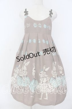 画像1: Emily Temple cute / ラビットバレリーナプリントノースリーブワンピース  ブラウン O-25-12-05-1009-ET-OP-OW-OS