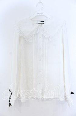 画像1: Rojita / リボンブローチバックレースアップブラウス  シロ O-25-12-05-1010-LO-BL-IG-OS