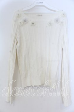 画像1: axes femme / フラワーモチーフ使いニットプル M キナリ O-25-12-05-1015-AX-TO-OW-OS