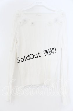 画像1: axes femme / フラワーモチーフ使いニットプル M キナリ O-25-12-05-1015-AX-TO-OW-OS